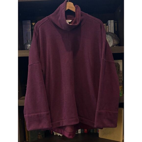 Athleta Tops - Athleta Cozy Karma Funnel Neck Sweatshirt Maroon Wine Size Small